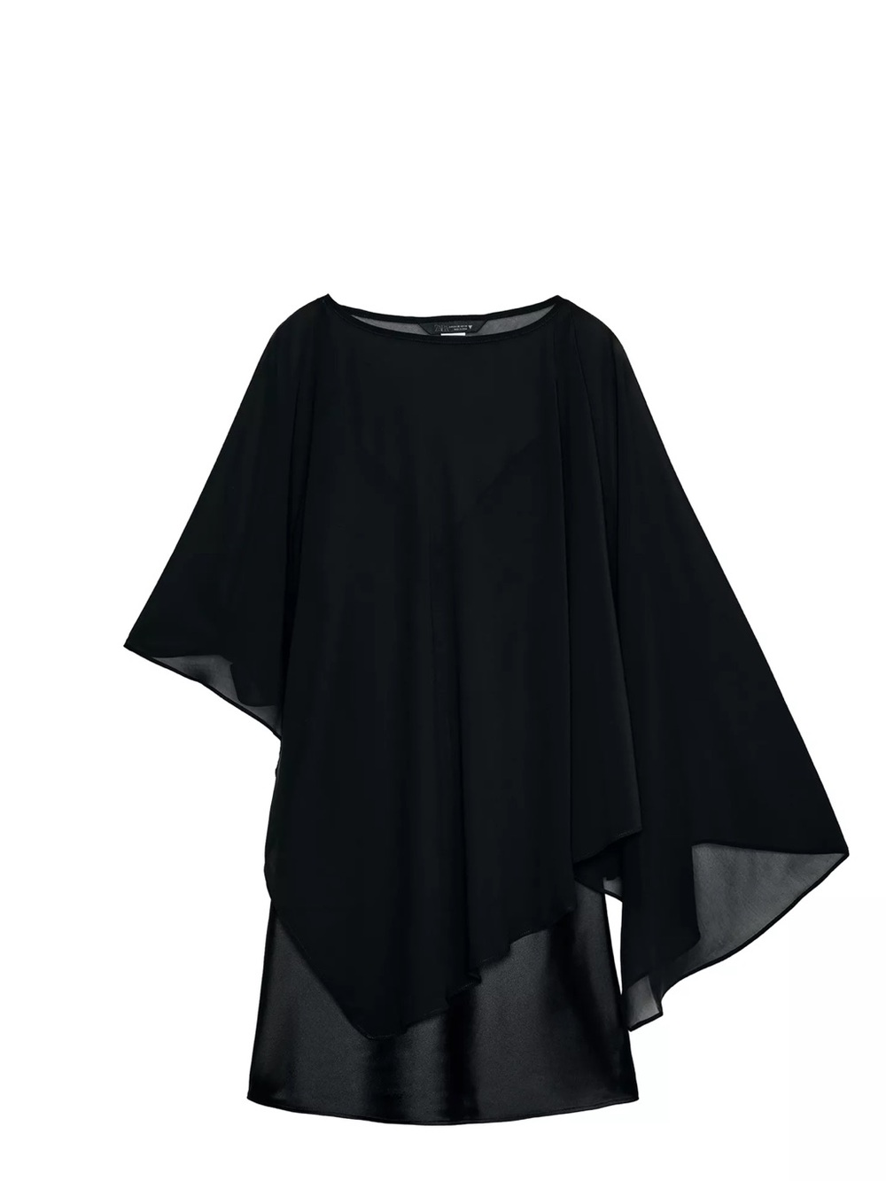 Zara Black Asymmetric Capelet Dress